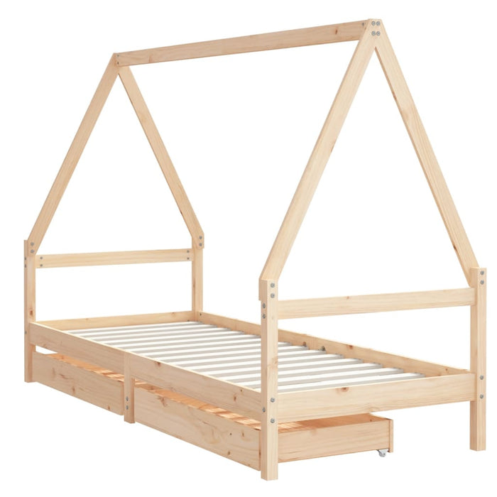 Giroletto per Bambini con Cassetti 90x190cm Legno Massello Pinocod mxl 79986