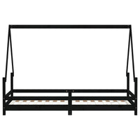 Giroletto per Bambini Nero 80x200 cm in Legno Massello di Pino 834482