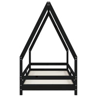 Giroletto per Bambini Nero 90x200 cm in Legno Massello di Pino 834485