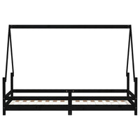 Giroletto per Bambini Nero 90x200 cm in Legno Massello di Pino 834485