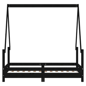 Giroletto per Bambini Nero 70x140 cm in Legno Massello di Pino 834488