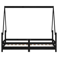 Giroletto per Bambini Nero 80x160 cm in Legno Massello di Pino