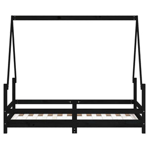 Giroletto per Bambini Nero 80x160 cm in Legno Massello di Pino