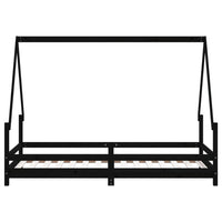 Giroletto per Bambini Nero 90x190 cm in Legno Massello di Pino 834494