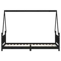 Giroletto per Bambini Nero 80x200 cm in Legno Massello di Pino 834497