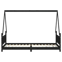 Giroletto per Bambini Nero 90x200 cm in Legno Massello di Pino 834500