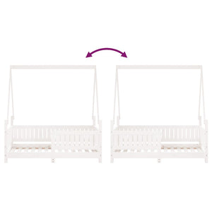 Giroletto per Bambini Bianco 70x140cm in Legno Massello di Pino 834502