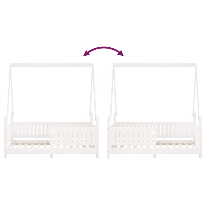 Giroletto per Bambini Bianco 70x140cm in Legno Massello di Pino 834502