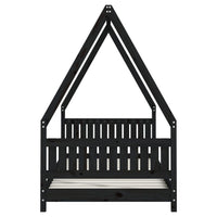 Giroletto per Bambini Nero 90x190 cm in Legno Massello di Pino 834509