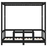 Giroletto per Bambini Nero 70x140 cm in Legno Massello di Pino 834512