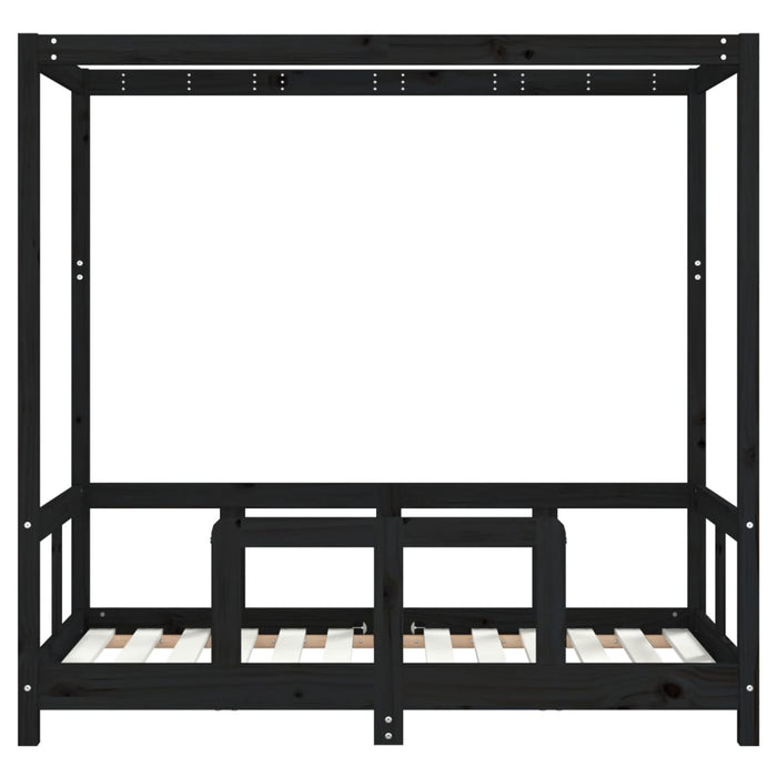 Giroletto per Bambini Nero 70x140 cm in Legno Massello di Pino 834512