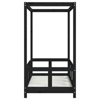 Giroletto per Bambini Nero 70x140 cm in Legno Massello di Pino 834512