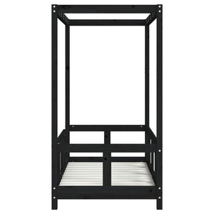 Giroletto per Bambini Nero 70x140 cm in Legno Massello di Pino 834512