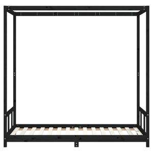 Giroletto per Bambini Nero 90x190 cm in Legno Massello di Pino 834518