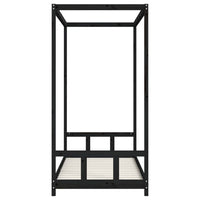Giroletto per Bambini Nero 90x190 cm in Legno Massello di Pino 834518