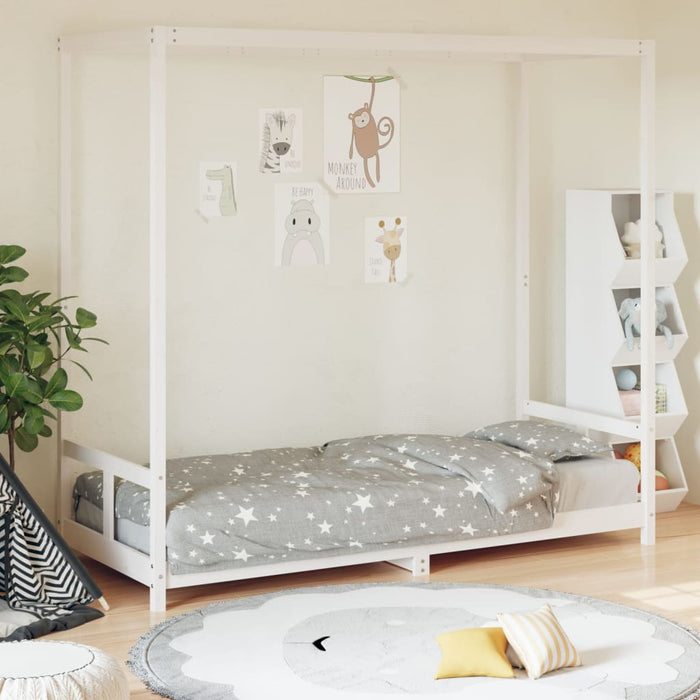 Giroletto per Bambini-Struttura Letto Bambini Bianco 80x200cm in Legno Massello di Pino 674774