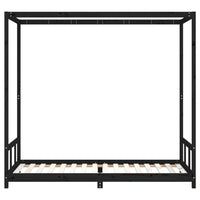 Giroletto per Bambini Nero 90x200 cm in Legno Massello di Pino 834524