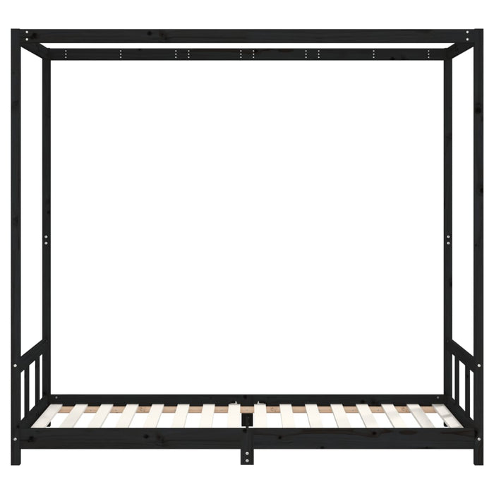 Giroletto per Bambini Nero 90x200 cm in Legno Massello di Pino 834524