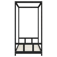 Giroletto per Bambini Nero 90x200 cm in Legno Massello di Pino 834524
