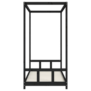 Giroletto per Bambini Nero 90x200 cm in Legno Massello di Pino 834524