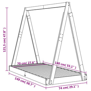 Giroletto per Bambini Bianco 70x140cm in Legno Massello di Pino 834526