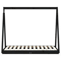 Giroletto per Bambini Nero 70x140 cm in Legno Massello di Pino 834527