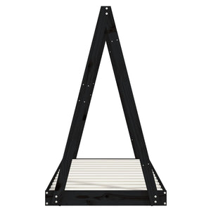 Giroletto per Bambini Nero 70x140 cm in Legno Massello di Pino 834527