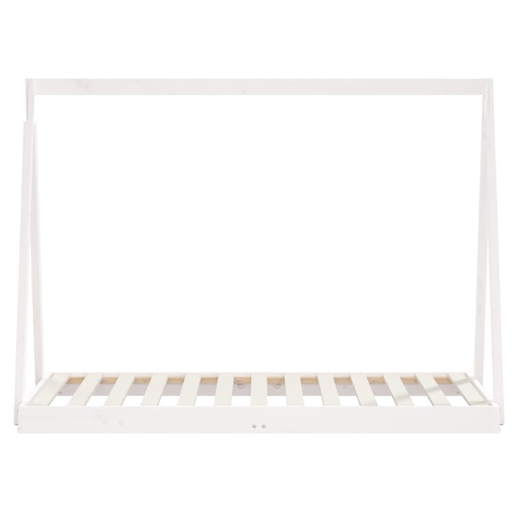 Giroletto per Bambini Bianco 80x160cm in Legno Massello di Pino 834529