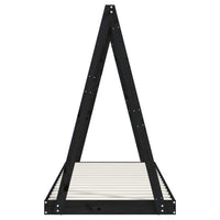 Giroletto per Bambini Nero 80x200 cm in Legno Massello di Pino 834536