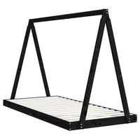 Giroletto per Bambini Nero 90x200 cm in Legno Massello di Pino 834539