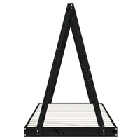 Giroletto per Bambini Nero 90x200 cm in Legno Massello di Pino 834539