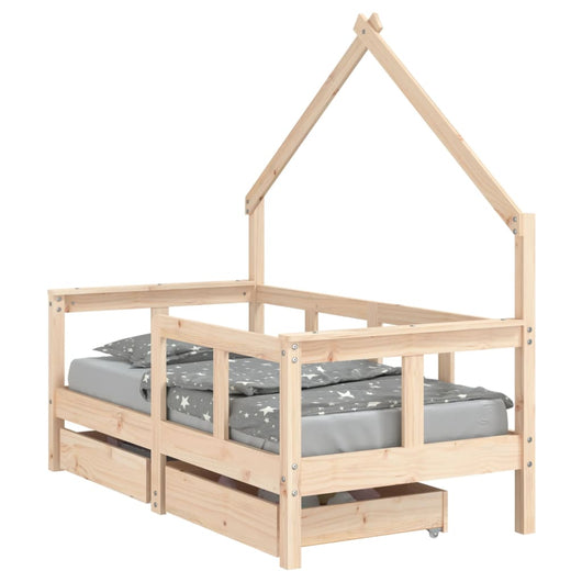 Giroletto Bambini con Cassetti-Struttura Letto Bambini 70x140 cm Legno Massello di Pino 529141