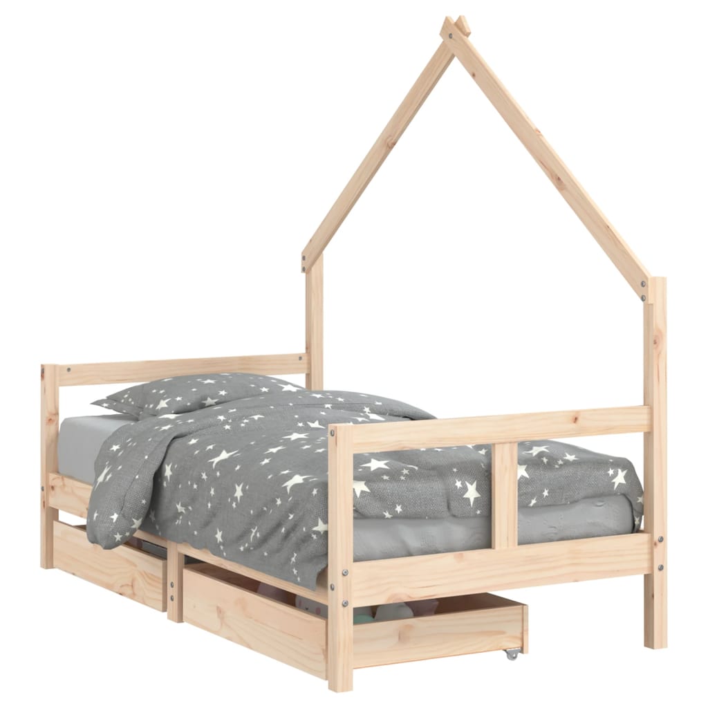 Giroletto per Bambini con Cassetti-Struttura Letto Bambini con contenitore 80x160cm Legno Massello Pino 256454