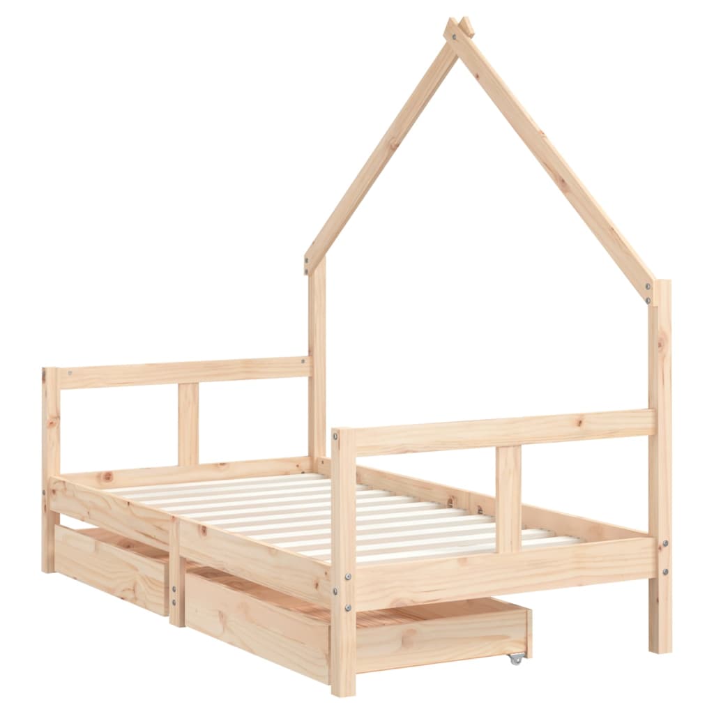 Giroletto per Bambini con Cassetti 80x160cm Legno Massello Pinocod mxl 128472
