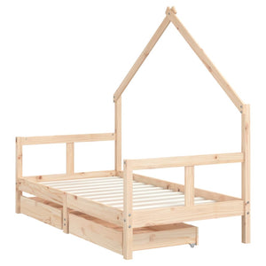 Giroletto per Bambini con Cassetti 80x160cm Legno Massello Pinocod mxl 128472