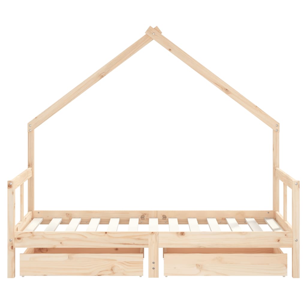 Giroletto per Bambini con Cassetti-Struttura Letto Bambini con contenitore 80x160cm Legno Massello Pino 256454