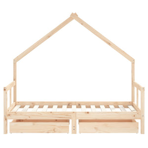 Giroletto per Bambini con Cassetti-Struttura Letto Bambini con contenitore 80x160cm Legno Massello Pino 256454