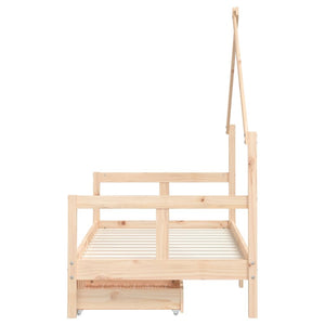 Giroletto per Bambini con Cassetti-Struttura Letto Bambini con contenitore 80x160cm Legno Massello Pino 256454