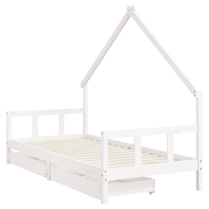 Giroletto Bambini con Cassetti-Struttura Letto Bambini Bianco 90x190 cm Massello Pino 627024