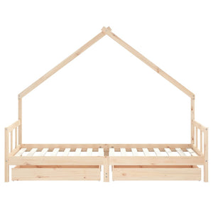Giroletto Bambini con Cassetti-Struttura Letto Bambini 90x200 cm Legno Massello di Pino 391688