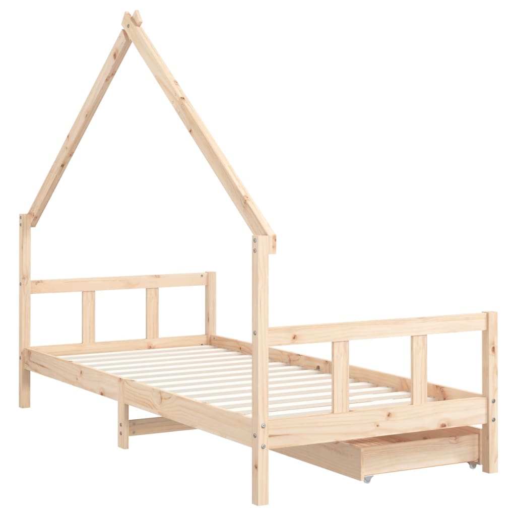 Giroletto Bambini con Cassetti-Struttura Letto Bambini 90x200 cm Legno Massello di Pino 391688