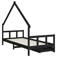 Giroletto Bambini con Cassetti Nero 90x200cm Massello di Pino 834554