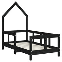 Giroletto per Bambini Nero 70x140 cm in Legno Massello di Pino 834557