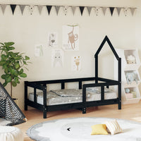 Giroletto per Bambini Nero 70x140 cm in Legno Massello di Pino 834557