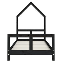 Giroletto per Bambini Nero 80x200 cm in Legno Massello di Pino 834566