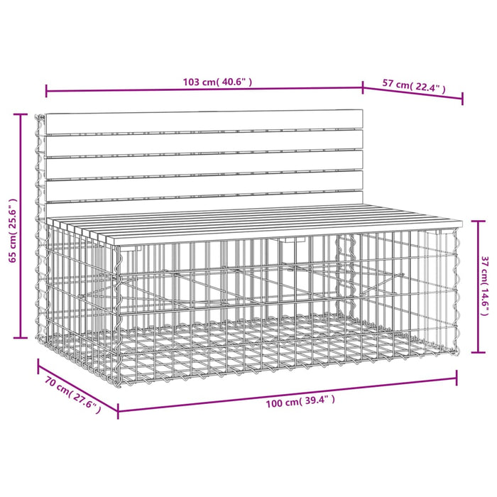 Panca Giardino Design Gabbione 103x70x65 cm Legno Massello Pino 834374