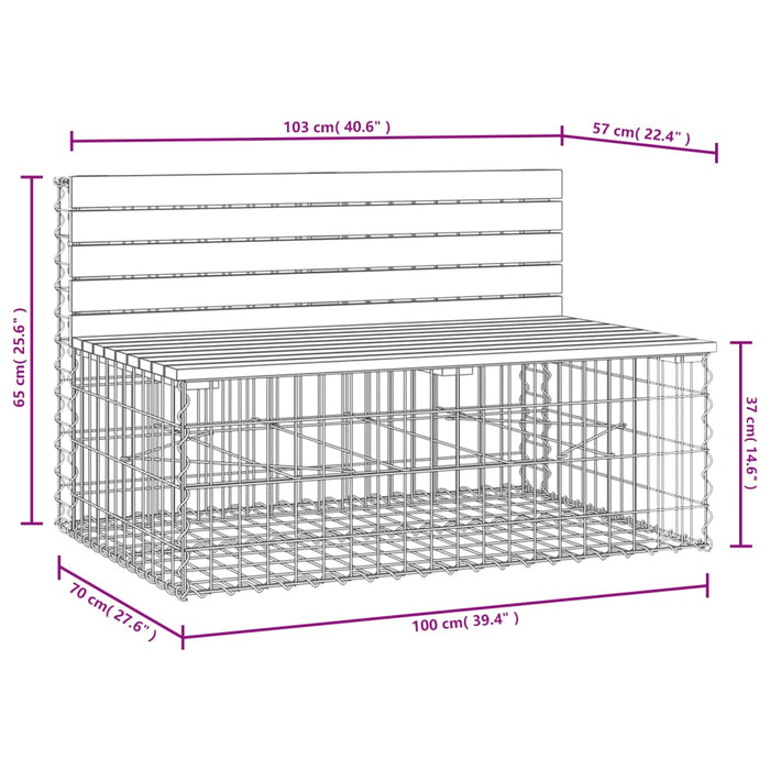 Panca da Giardino Design Gabbione 103x70x65 cm Pino Impregnato 834376