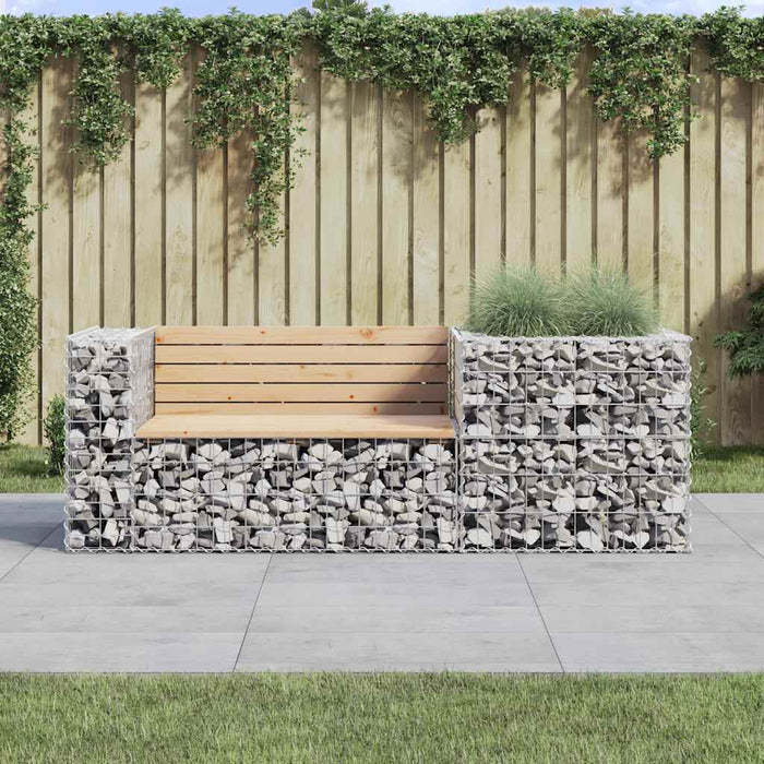 Panca da Giardino con Cesto Gabbione in Legno Massello di Pinocod mxl 93934