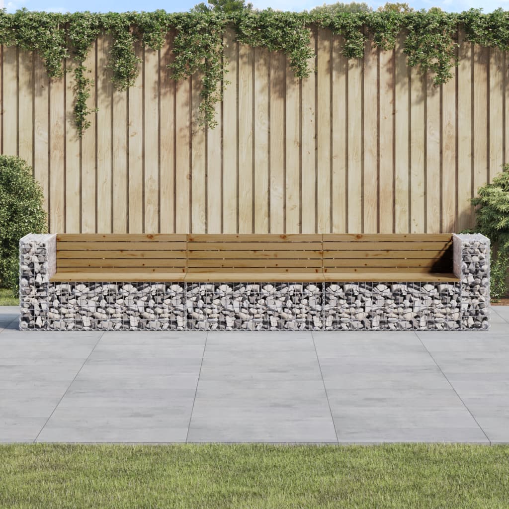 Panca da Giardino Design Gabbione 347x71x65,5cm Pino Impregnatocod mxl 93937
