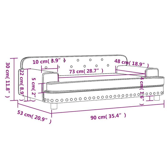 Divano per Bambini Nero 90x53x30 cm in Velluto 3196283